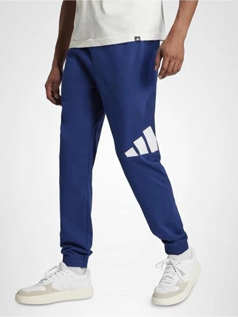 adidas Essentials Big Logo Single Jersey Pants Blue JE8963 Men's Size XL NWT